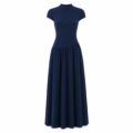 Robe Longue Élégante Bleu Marine – Coupe Cintrée & Jupe Fluide