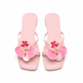 Sandales Plates Fleur Orchidée Rose Élégance Été Femme
