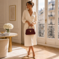 Sac à Main Luxe Bordeaux avec Fermoir Doré Élégant Femme