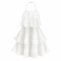 Robe Courte Blanche à Volants Élégante Femme