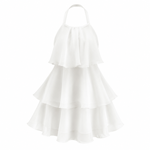 Robe Courte Blanche à Volants Élégante Femme