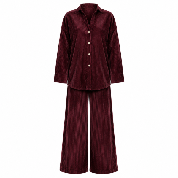 Ensemble Velours Côtelé Bordeaux Premium Femme