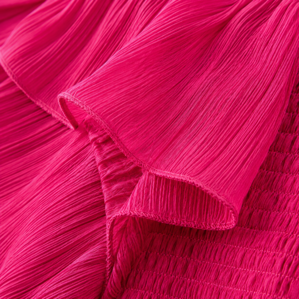 Robe Longue Plissée Fuchsia Élégance