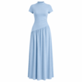 Robe Longue Bleu Ciel Cintrée Élégante Femme