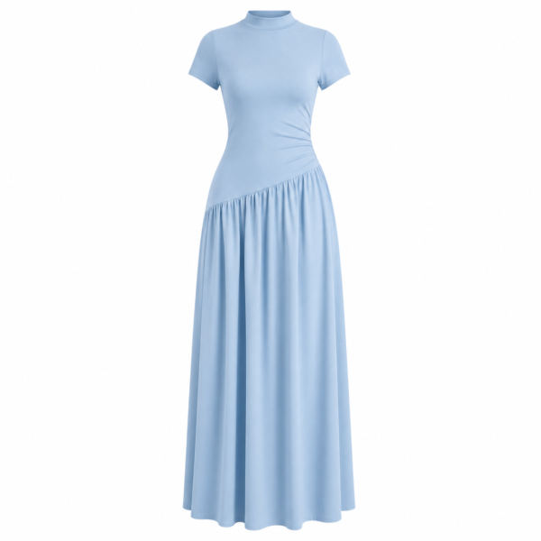 Robe Longue Bleu Ciel Cintrée Élégante Femme