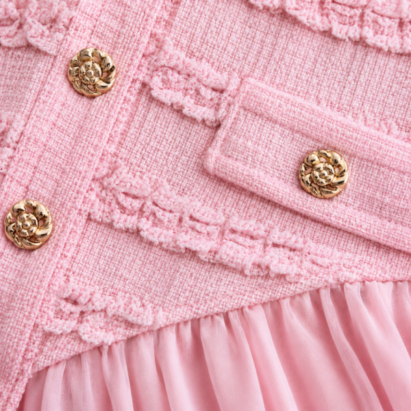 Robe Longue Rose Poudré Texturée Premium Femme