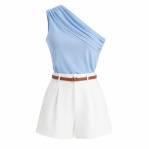 Ensemble Bleu Ciel One Shoulder Premium Femme