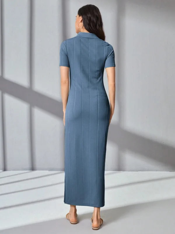 Robe en Maille Côtelée Unie pour Femme