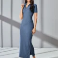 Robe en Maille Côtelée Unie pour Femme