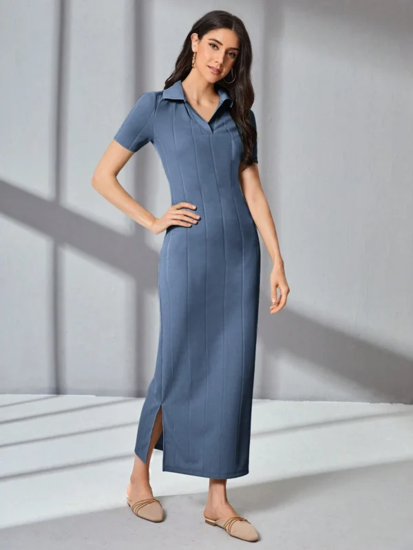 Robe en Maille Côtelée Unie pour Femme
