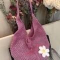 1762305583e0e8cfcbeb15b0d4b39aca6c62a6e84e Women's Hollow Woven Bohemian Beach Tote Bag Crochet Flower Shopping Bag