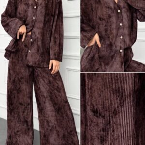 Women's Batik Print Drop Shoulder Top and Loose Casual Pants 2-Piece Set