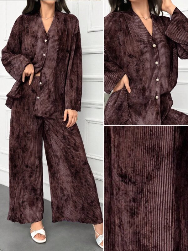 Women's Batik Print Drop Shoulder Top and Loose Casual Pants 2-Piece Set