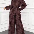 Women's Batik Print Drop Shoulder Top and Loose Casual Pants 2-Piece Set