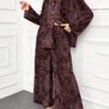 Women's Batik Print Drop Shoulder Top and Loose Casual Pants 2-Piece Set