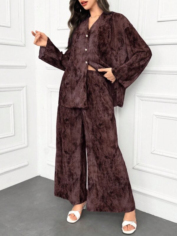 Women's Batik Print Drop Shoulder Top and Loose Casual Pants 2-Piece Set