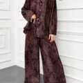 Women's Batik Print Drop Shoulder Top and Loose Casual Pants 2-Piece Set