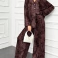 Women's Batik Print Drop Shoulder Top and Loose Casual Pants 2-Piece Set