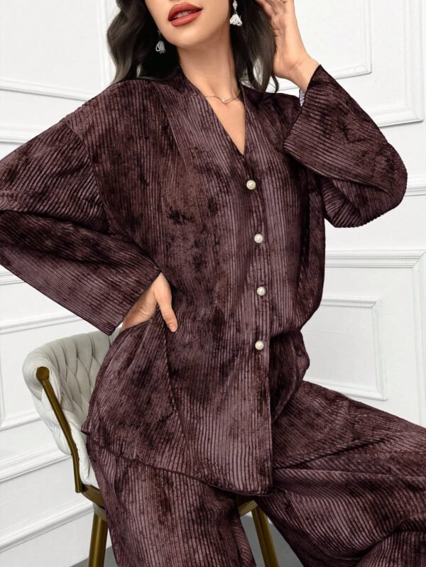 Women's Batik Print Drop Shoulder Top and Loose Casual Pants 2-Piece Set