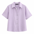 Chemise Femme Lilas à Manches Courtes – Chemise Élégante Boutonnée