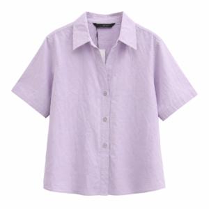 Chemise Femme Lilas à Manches Courtes – Chemise Élégante Boutonnée