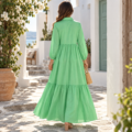 Robe Longue Chemise Fluide à Volants – 3 Couleurs