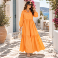 Robe Longue Chemise Fluide à Volants – 3 Couleurs