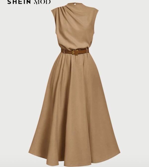Robe Longue Sans Manches avec Ceinture – 2 Couleurs