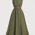Robe Longue Sans Manches avec Ceinture – 2 Couleurs