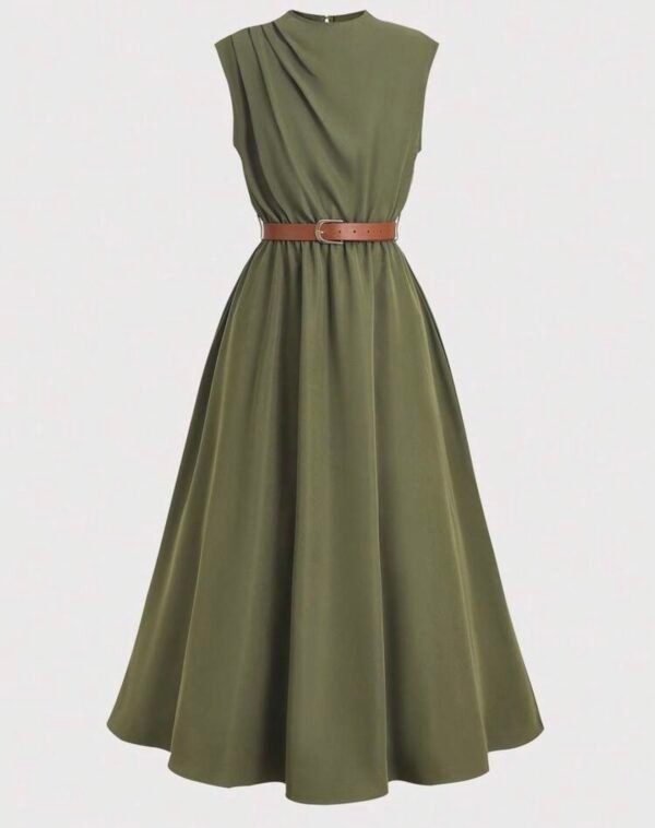 Robe Longue Sans Manches avec Ceinture – 2 Couleurs