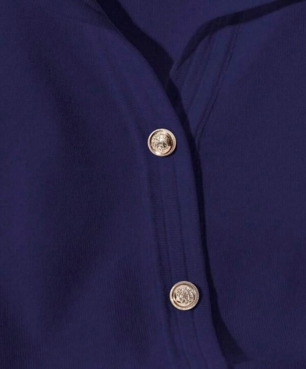 Top Polo Tricoté Bleu Marine à Manches Courtes