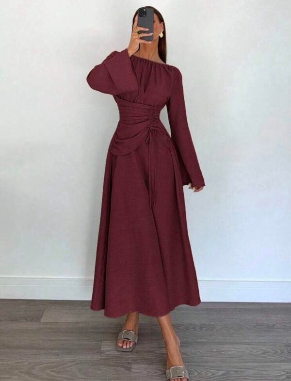 Siren Gaze Robe longue à manches longues avec taille cintrée élégante pour femmes