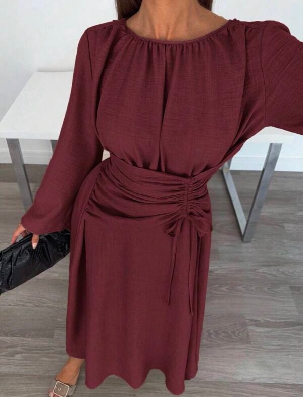 Siren Gaze Robe longue à manches longues avec taille cintrée élégante pour femmes