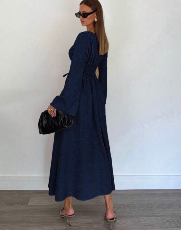 Siren Gaze Robe longue à manches longues avec taille cintrée élégante pour femmes