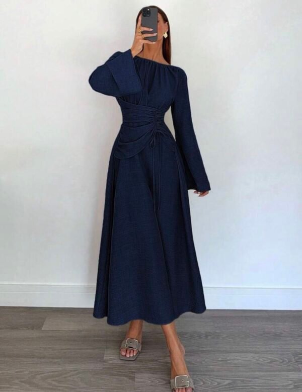 Siren Gaze Robe longue à manches longues avec taille cintrée élégante pour femmes