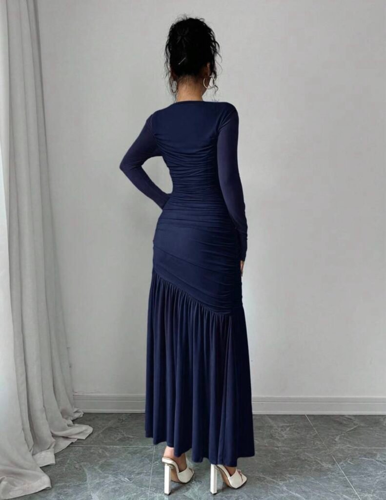 Firerie Robe à manches longues en maille col rond pour femmes, convient à la saison d'automne, tenue de rentrée scolaire, tenue d'enseignante
