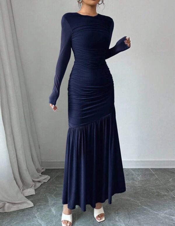 Firerie Robe à manches longues en maille col rond pour femmes, convient à la saison d'automne, tenue de rentrée scolaire, tenue d'enseignante