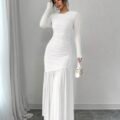 Firerie Robe à manches longues en maille col rond pour femmes, convient à la saison d'automne, tenue de rentrée scolaire, tenue d'enseignante