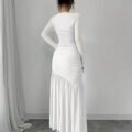 Firerie Robe à manches longues en maille col rond pour femmes, convient à la saison d'automne, tenue de rentrée scolaire, tenue d'enseignante