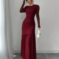 Firerie Robe à manches longues en maille col rond pour femmes, convient à la saison d'automne, tenue de rentrée scolaire, tenue d'enseignante
