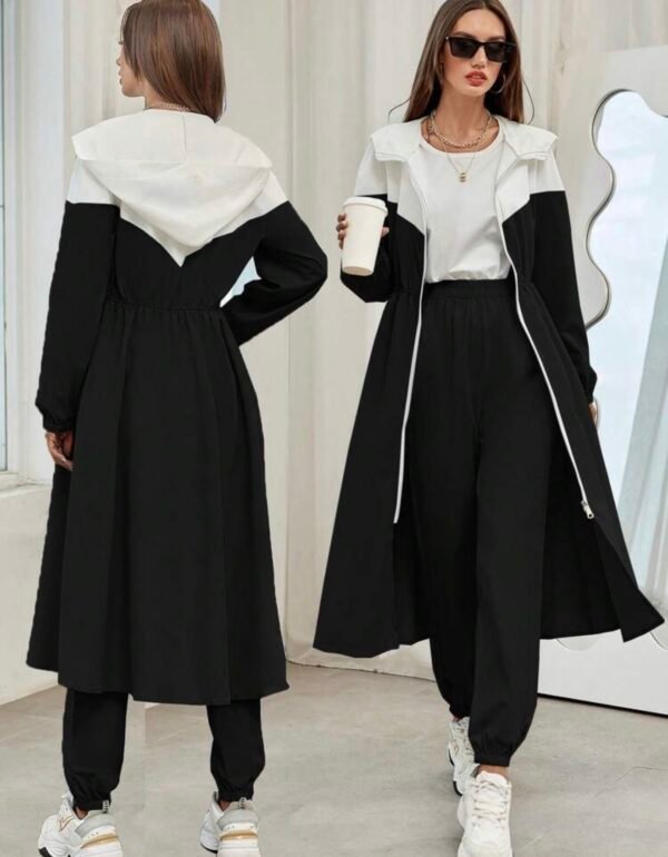 screenshot-86 Mulvari Ensemble de 2 pièces avec veste à capuche et pantalon en couleurs contrastées pour femmes