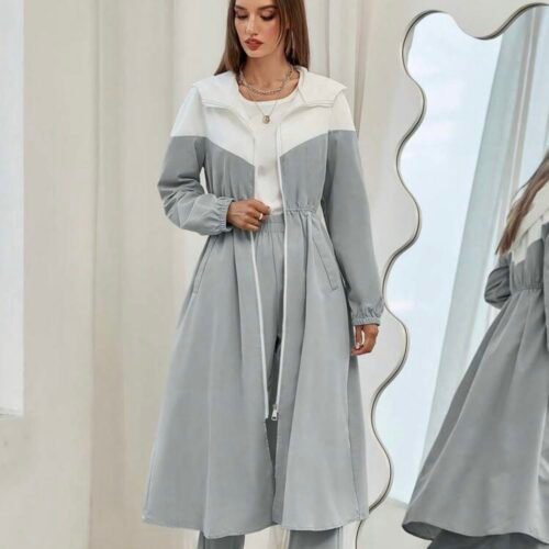 Mulvari Ensemble de 2 pièces avec veste à capuche et pantalon en couleurs contrastées pour femmes