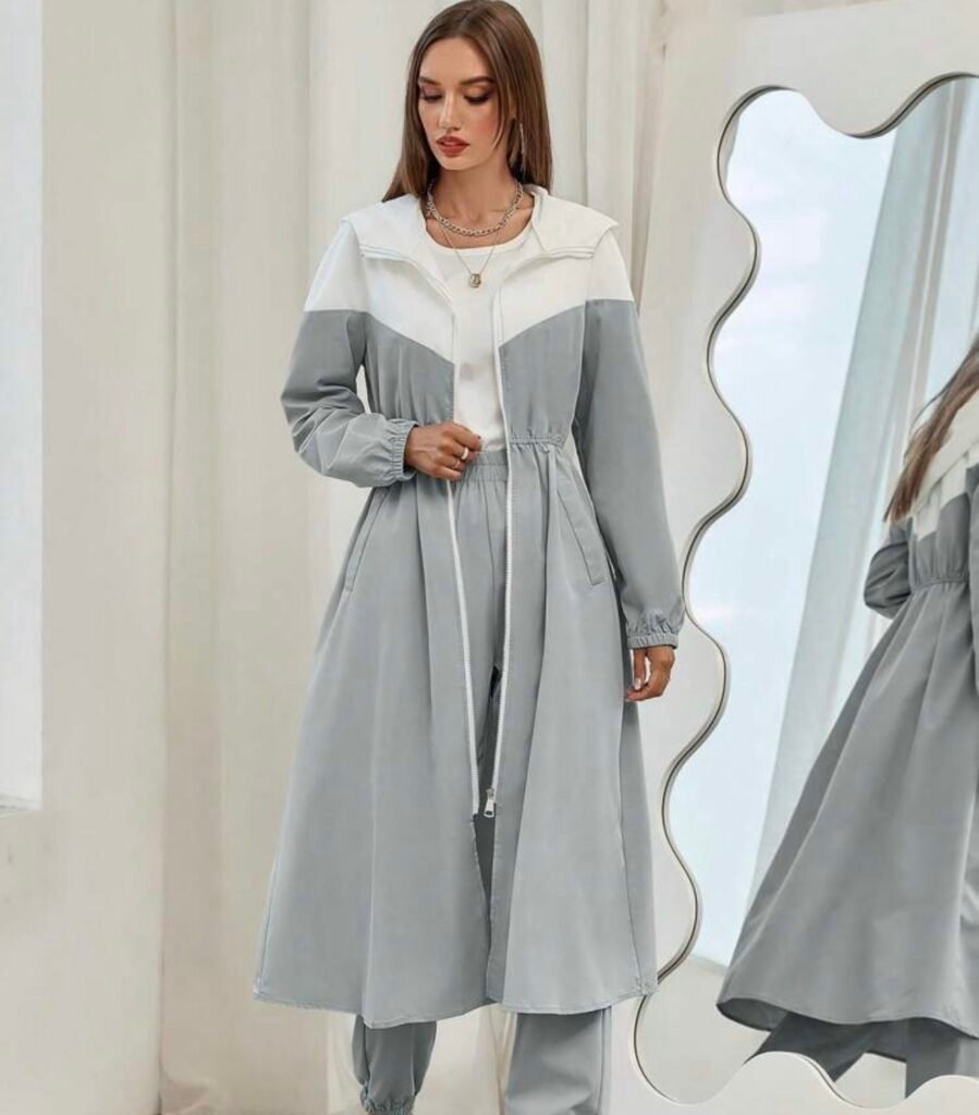 Mulvari Ensemble de 2 pièces avec veste à capuche et pantalon en couleurs contrastées pour femmes