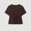 Veste courte à fleurs en métal à simple boutonnage en tweed avec ceinture pour l'été pour femmes